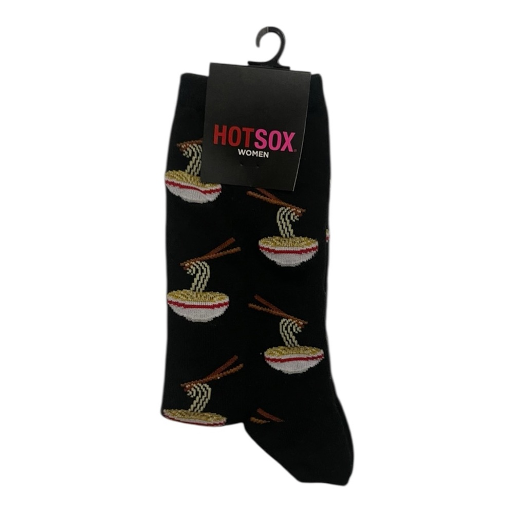 Hotsox Ramen Noodles Bowl Chopsticks Womens Black Socks Size